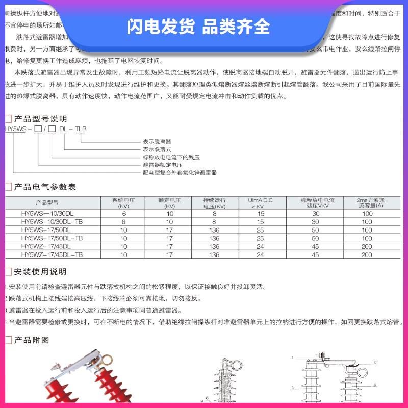 丽水询价碳化硅阀式避雷器FYS-0.22樊高电气