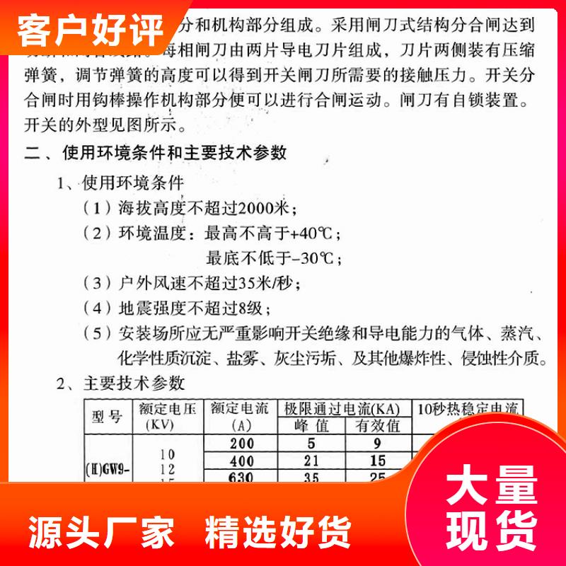 品牌：【羿振电气】HGW9-12W/200A高压隔离开关生产厂家